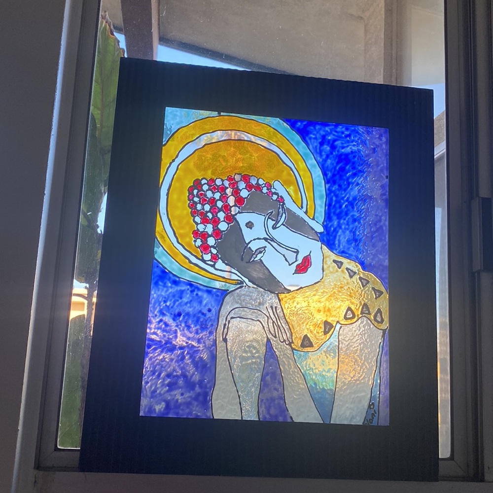 SOLDCalming Buddah Glass painting Suncatcher - Picture 2 of 4